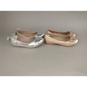 Gymboree Gold Silver Glitter Dress Shoes Flats Girls 11 Princess Sparkle Lot 2